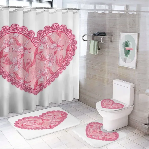 Lace Heart with Flora on a shower curtain