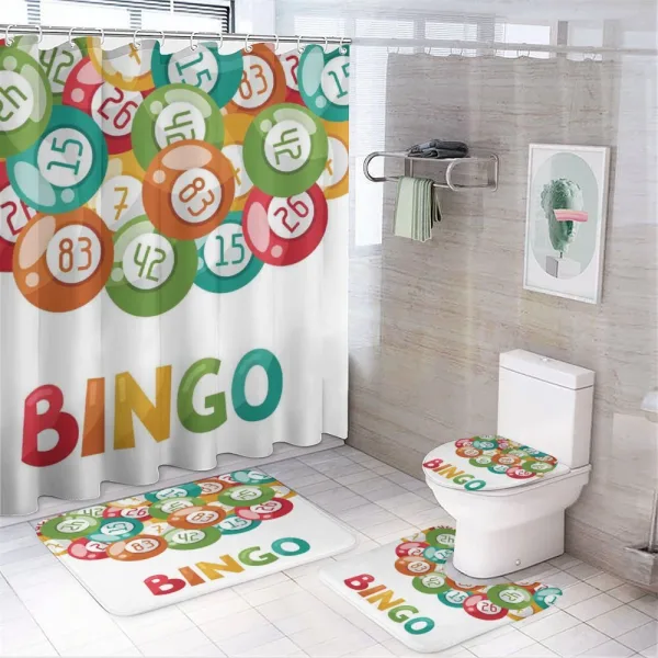 Lottery Game with Balls on a shower curtain