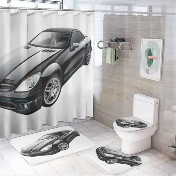 Modern Black Sports Car on a shower curtain