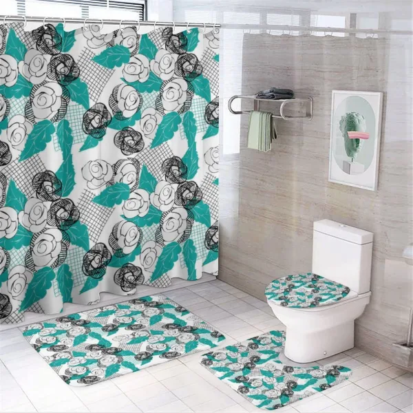 Modern Roses Sketch Art on a shower curtain
