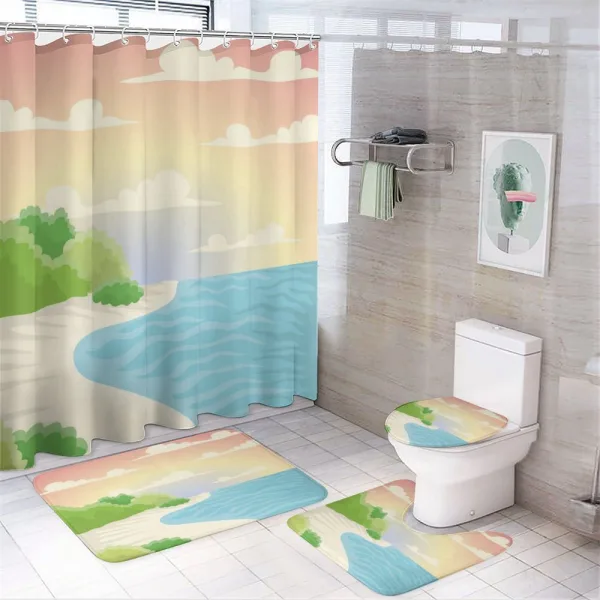 Ocean Bay Tree Sky on a shower curtain