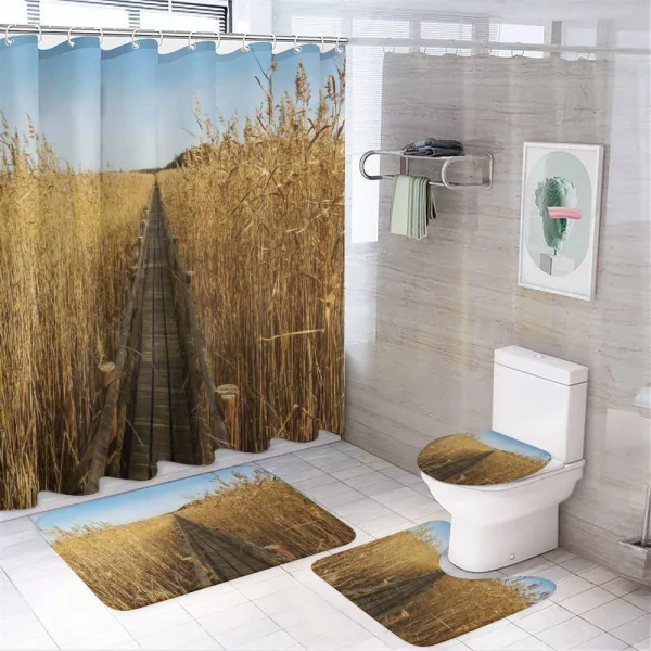 Old Walkway in Reeds on a shower curtain