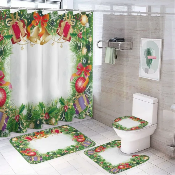 Presents Bells Balls on a shower curtain