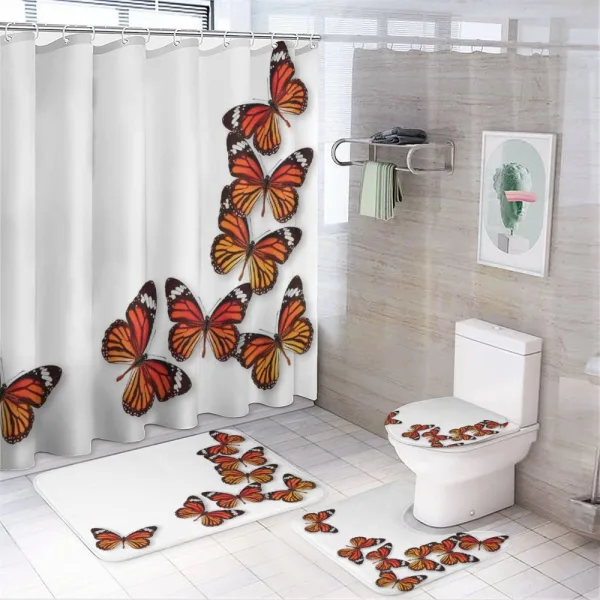 Spring Monarch Bug on a shower curtain
