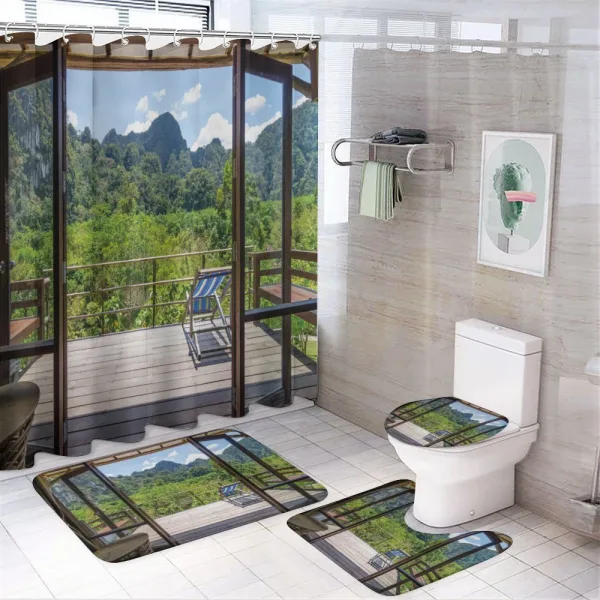 Sunny Day Mountain View on a shower curtain