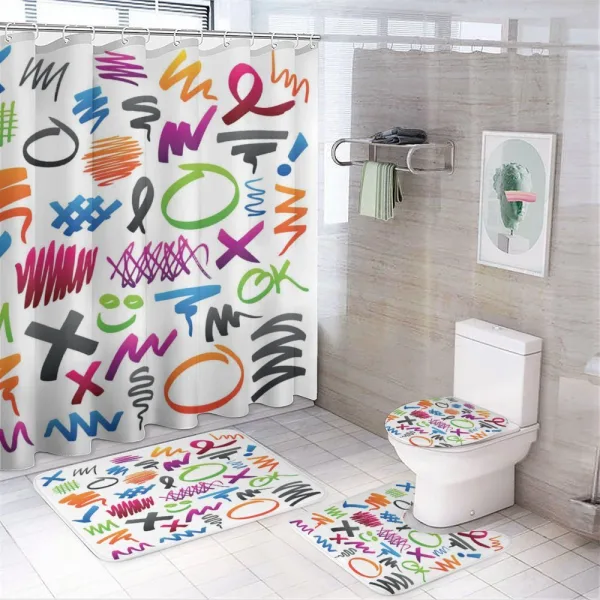 Vibrant Pencil Drawings on a shower curtain