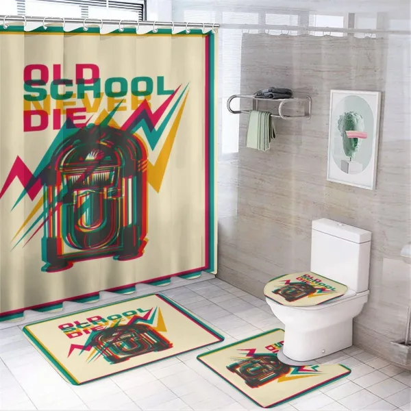 Antique Radio Words on a shower curtain