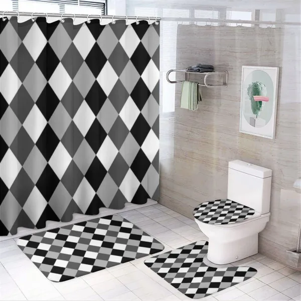 Black and White Rhombus on a shower curtain