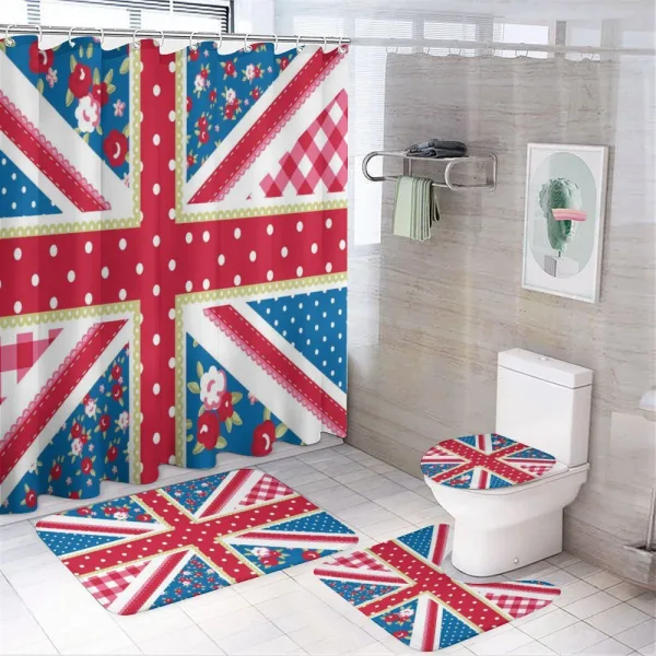 British Flag Floral on a shower curtain