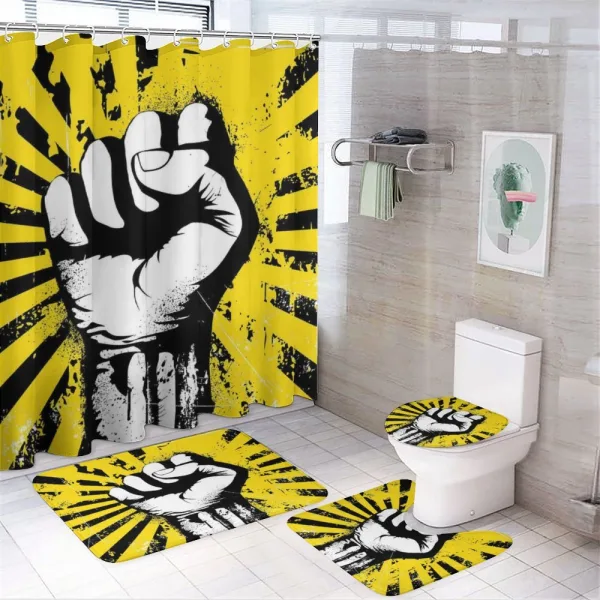 Clenched Fist on a shower curtain