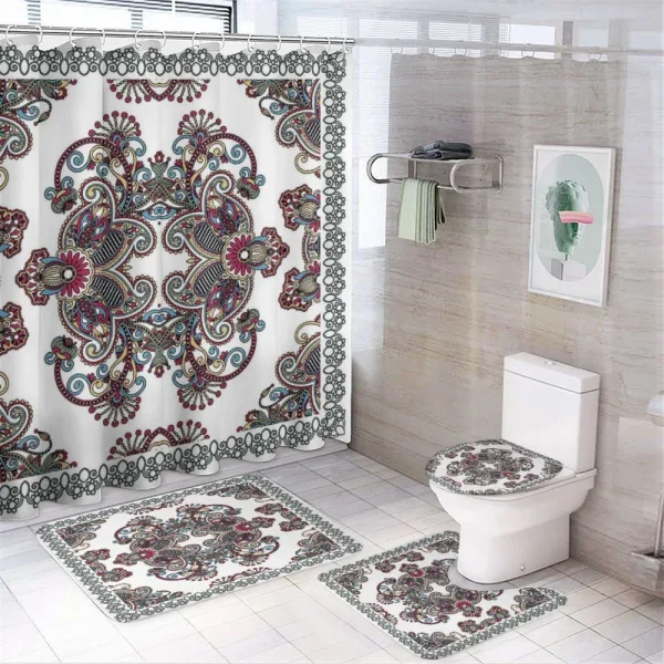 Curlicues Floral Design on a shower curtain