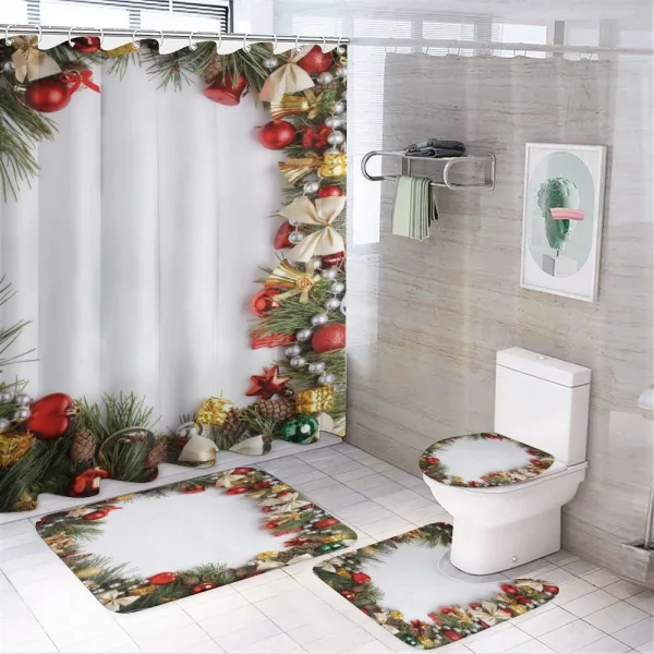 Dressed Xmas Tree on a shower curtain