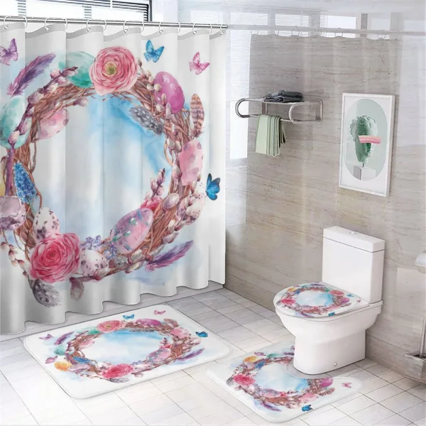 Floral Wreath Feathers on a shower curtain