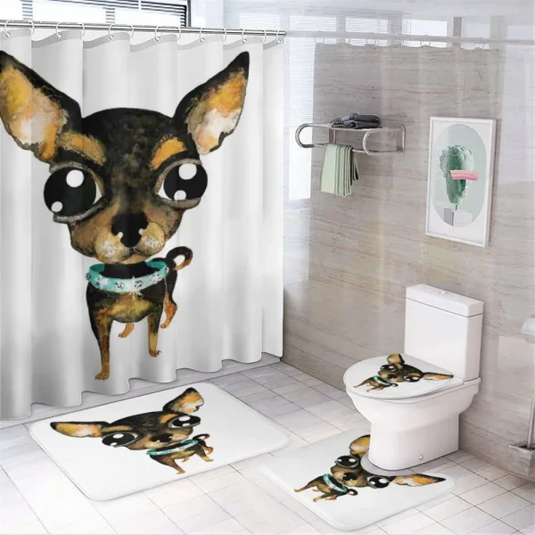 Gem Collar Big Eyed Dog on a shower curtain