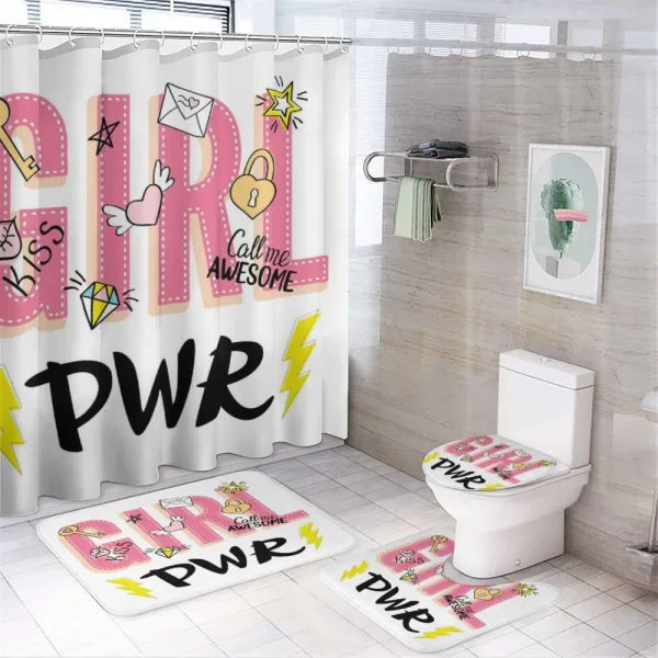 Girl Power with Hearts on a shower curtain