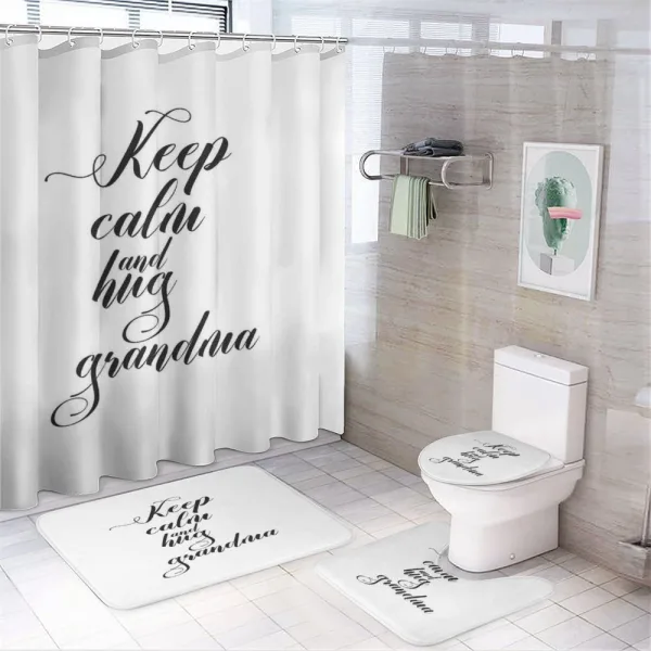 Hugging Grandma Calligraphy on a shower curtain