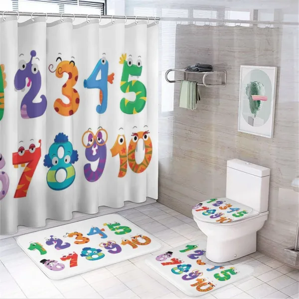 Math Funny Characters on a shower curtain
