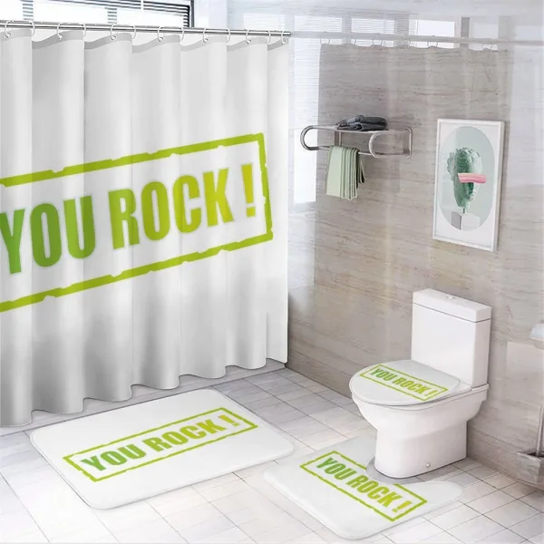 Motivational Stamp Motto on a shower curtain