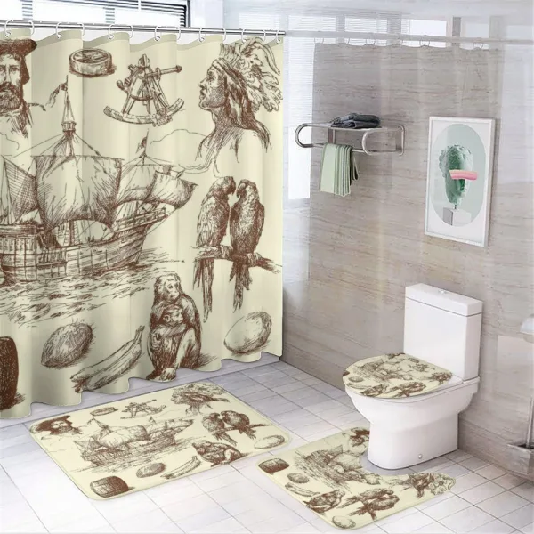 Old Merchant Ship on a shower curtain