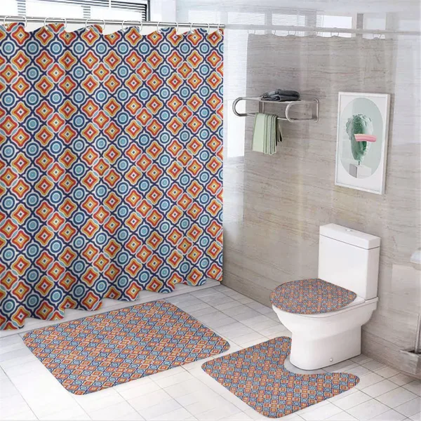 Oriental Geometric Motif on a shower curtain