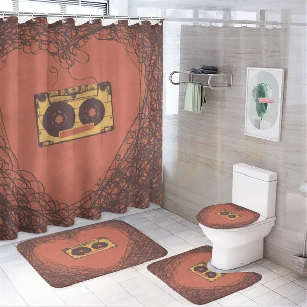 Retro Cassette Music on a shower curtain
