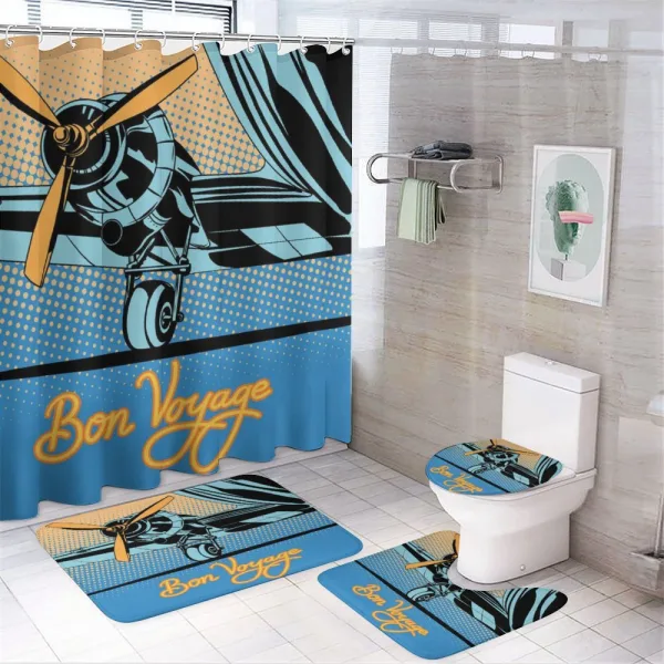 Retro Plane with Propeller on a shower curtain