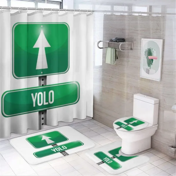 Road Sign Pointing Forward on a shower curtain