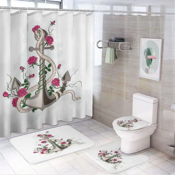 Romantic Sea Anchor Rope on a shower curtain