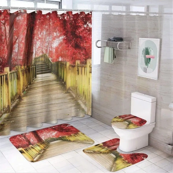 Rustic Wooden Walkway on a shower curtain