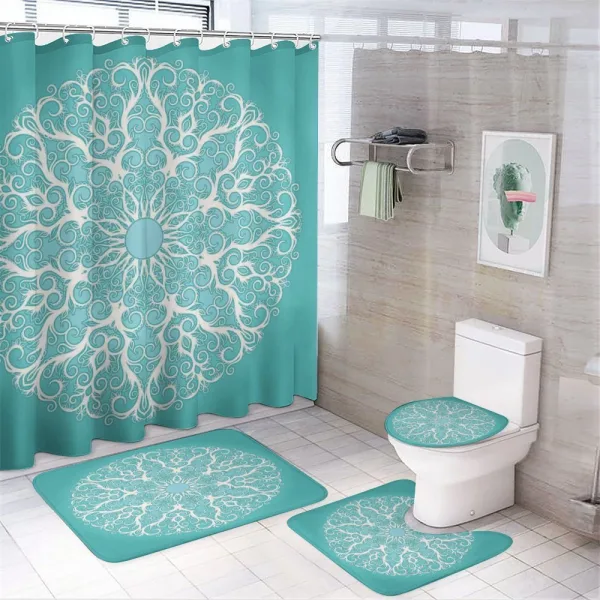 Symmetrical Floral Curves on a shower curtain