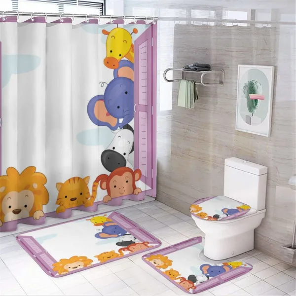 Animals Peeping Window on a shower curtain