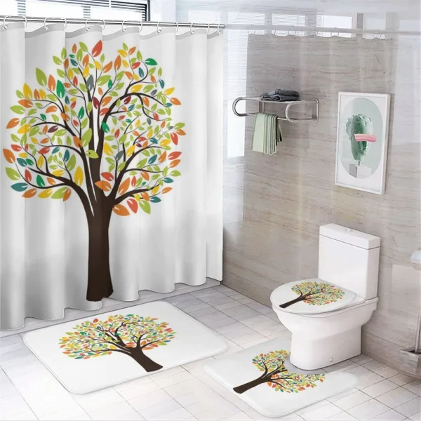 Autumnal Leaves Forest Flora on a shower curtain