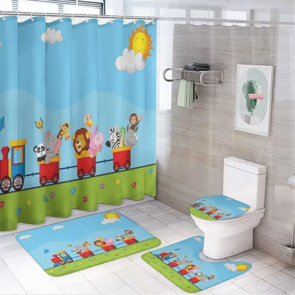 Cartoon Animal Sun on a shower curtain