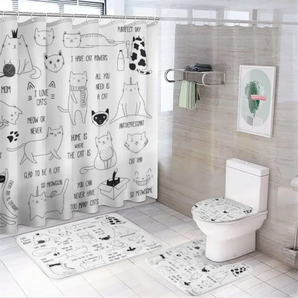 Cat is Always Right Saying on a shower curtain