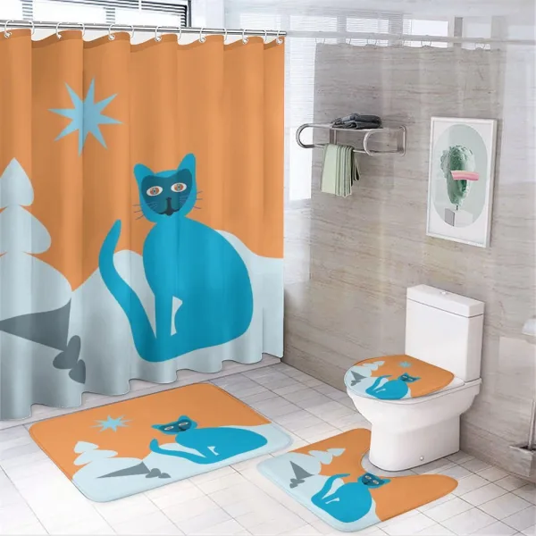 Cat with Raccoon Mask on a shower curtain