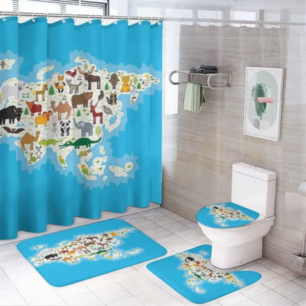 Eurasian Fauna Bear Fox on a shower curtain