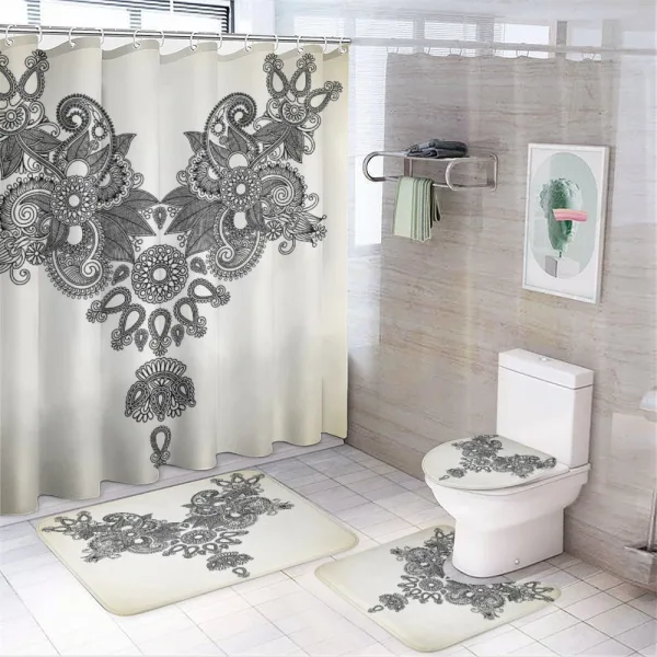 Far Eastern Vintage Artwork on a shower curtain