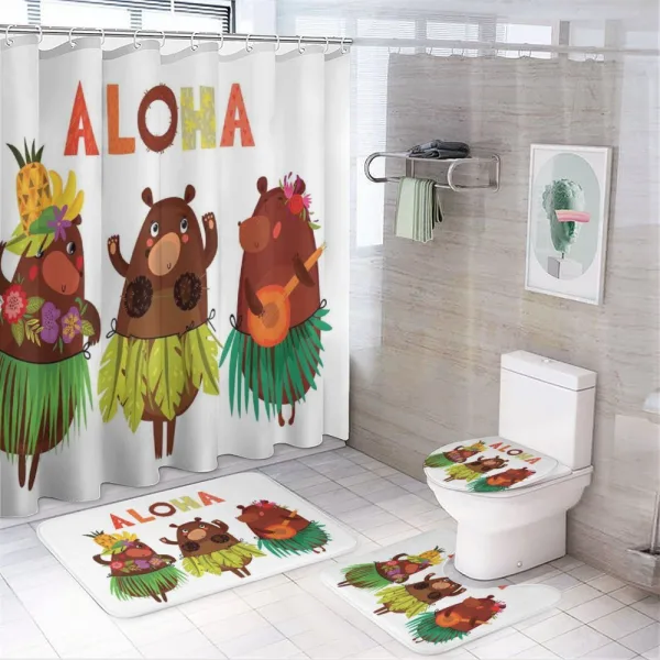 Funny Bears in Hawaii on a shower curtain