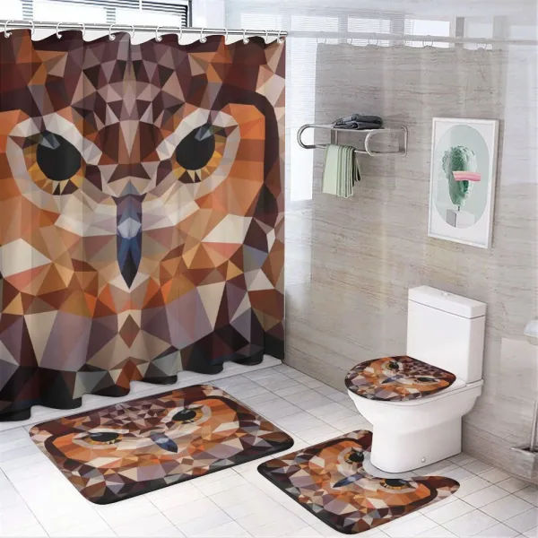 Geometric Mosaic Owl Art on a shower curtain