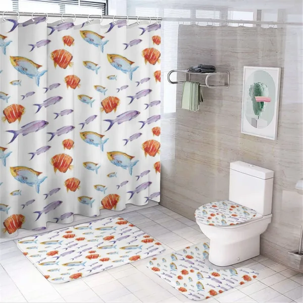Goldfish and Mackerel on a shower curtain