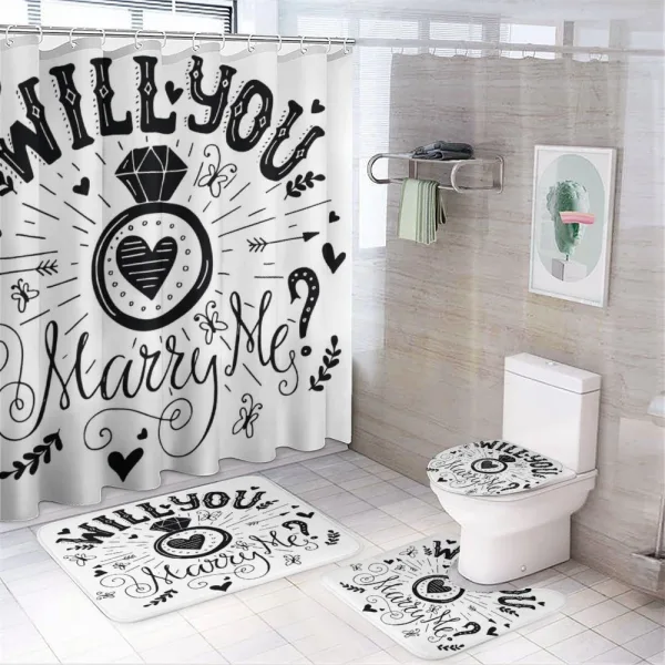Hearts Marriage on a shower curtain