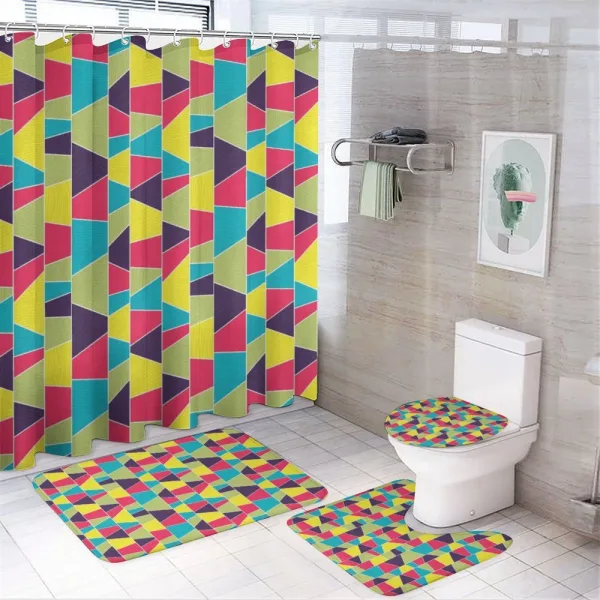 Mosaic Trapezoid Art on a shower curtain