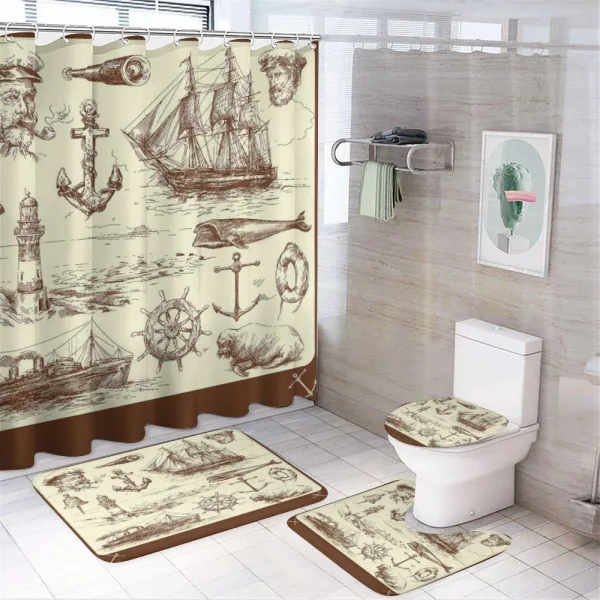 Oceanic Drawing Effect on a shower curtain