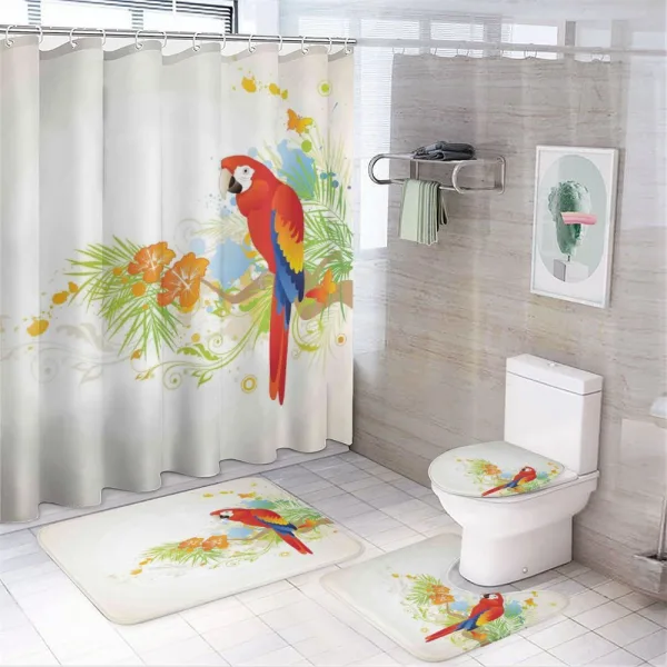 Parrot Tree Branch Flora on a shower curtain