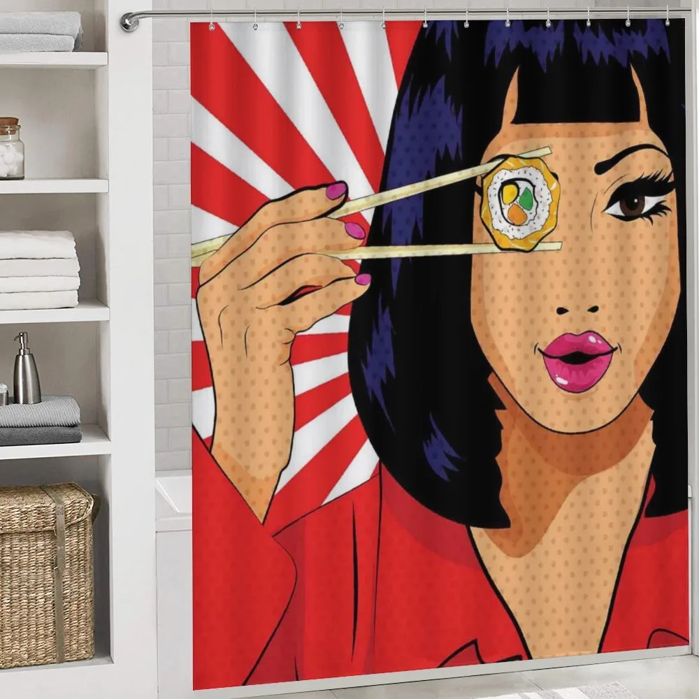 Pop Art Style Girl with Sushi — Detail 4