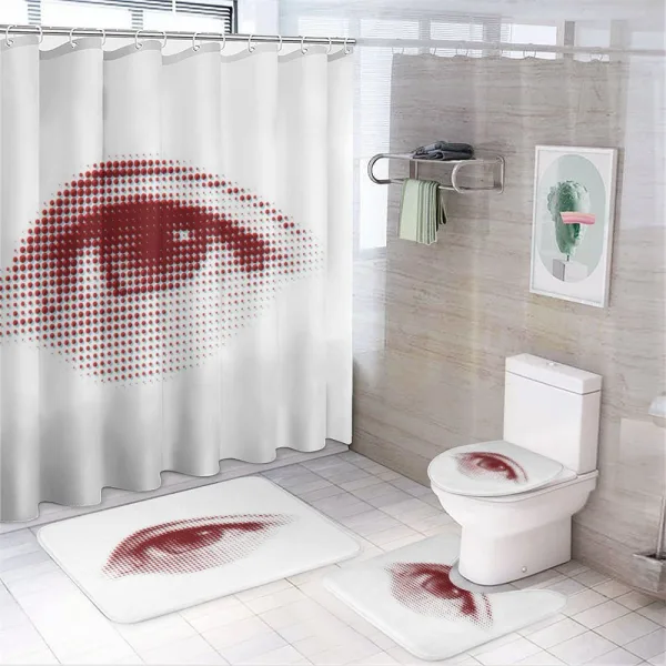 Retro Halftone Dotted Shape on a shower curtain