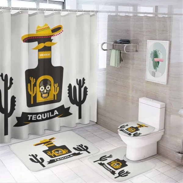Sugar Skull on Bottle Hat on a shower curtain