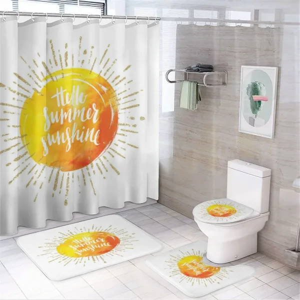 Summer Holiday Words on a shower curtain