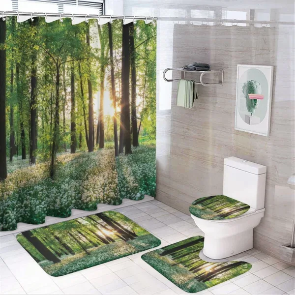 Sunny Forest Blossoms on a shower curtain