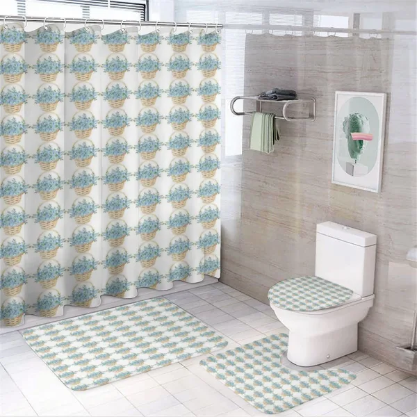 Wicker Basket on a shower curtain
